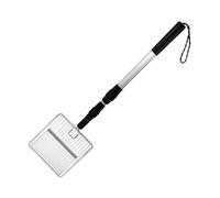Chicken Coop Poop Scooper - 106cm Telescopic Metal Handle Litter Cleaning Shovel Slotted 14×14cm Scoop, Sifting Tool For Chicken Manure Cat Litter And Beach Use, Lightweight 250g Silver/Black Heavy-Du