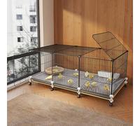 Chicken Coop Poultry Cage ， Easy Assembly Metal Hen House with Wheels and Cleaning Tray for Hens to Lay Eggs, Durable Design for Small Animals