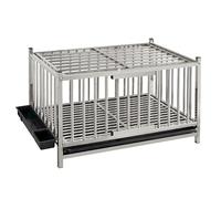 Chicken Coop Poultry Cage for Small Animals, Stainless Steel Duck Coop with Trough and Tray, Easy to Assemble and Clean, Ideal Hen House and Chicken Run