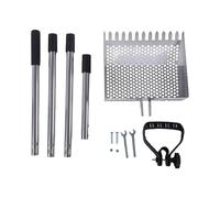 Chicken Coop Rake, Stainless Steel Chicken Manure Rake and Scoop 10in Adjustable Handle Cleaning Tool, for Coop Shed Poultry Cattle Waste Removal with Detachable Head