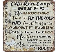Chicken Coop Rules Metal Tin Sign Prohibition of Brooding Do Not Fly Chicken Coop Retro Poster Farm Chicken Coop Outdoor Decorative Fence Poster Iron Painting Gate Plaque Gift for Farmer 12x12 inhces