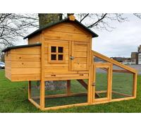 Cocoon 4000WX 8ft Chicken Coop - Wooden Hen House with Pull-Out Tray, 3-Compartment Nest Box, 4 Perches & Opening Roof - Ideal for 4-6 Birds