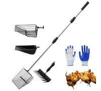 Chicken Coop Scoop - Chicken Litter Scooper with Extendable Handle - 4 Shovel Heads, Ergonomic Cleaning Tool for Farm Maintenance Pet Waste Litter Poultry Farming