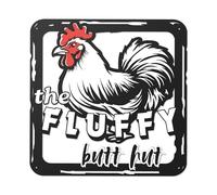 Chicken Coop Sign Fluffy Butt Hut Decor - Metal Farmhouse Wall Art for Home Kitchen, Garden - Durable Weatherproof Design, Indoor/Outdoor Use