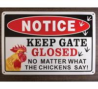 Chicken Coop Signs, Keep Gate Closed Sign, Rust Free Aluminum Metal Chicken Coop Accessories, Scratch, UV Resistant Chicken Coop Decor, Waterproof and Weatherproof Chicken Signs
