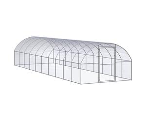 Chicken Coop Silver 3x10x2m Galvanised Steel Outdoor Enclosure Large Mesh XL