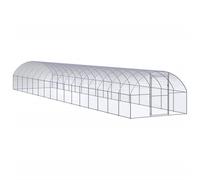Chicken Coop Silver Galvanised Steel 3 x 16 x 2 m Outdoor Run Large Mesh