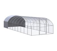 Chicken Coop Silver Galvanised Steel 3x10x2m Outdoor Run Large Enclosure HeavyXL