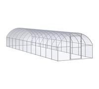 Chicken Coop Silver Galvanised Steel 3x12x2m Outdoor Run Spacious Weatherproof+