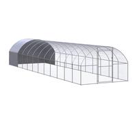 Chicken Coop Silver Galvanised Steel 3x12x2m Outdoor Run with Roof HD ExtraLarge