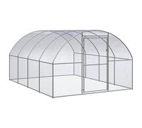 Chicken Coop Silver Galvanised Steel 3x4x2m Outdoor Run Cage Durable Heavy-Duty