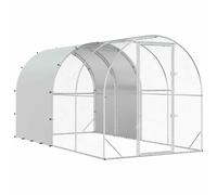 Chicken Coop Silver Galvanised Steel Outdoor Cage Poultry Run Walk in vidaXL