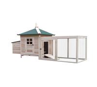 PawHut Chicken Coop with Chicken Run, Outdoor Hen House Poultry Cage with Nesting Box, Openable Top, 196 x 76 x 97cm, Natural
