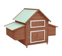 Chicken Coop Solid Firwood Mocha & White 150x96x110 cm Outdoor Hen House 2-Nest