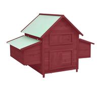 Chicken Coop Solid Firwood Red & White 152x96x110 cm Outdoor Hen House 2 nests