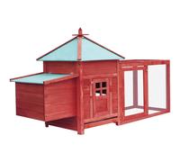 Chicken Coop with Nest Box Red 193x68x104 cm Solid Firwood