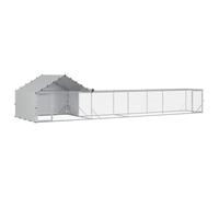 Chicken Coop with Roof and Yard 2 pcs Silver Galvanised Steel Modern vidaXL