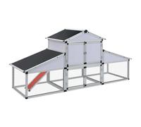 vidaXL Chicken Coop with Runs and Nest Box Aluminium, White