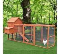Chicken Coop, Wooden Outdoor Bunny Hutch with Ventilation Door and Removable Tray, Large Pet House for Guinea Pig Small Animals(Gold red)