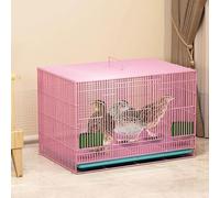 Chicken Coops Domestic Poultry House Small Indoor Rabbit Park Foldable Hutch Cage with Pull-Out Tray Wire Mesh Villa for Chicks, Ducklings, Kittens(Pink,60 * 40 * 40CM)