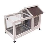 Chicken Coops on Wheels Duck Pens for Outside with Top Made of Solid Wood Asphalt Roof Not Afraid of Sun and Rain Top Skylight and Multi-door Design Chicken Cage(Gray)