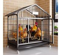 Chicken Coops on Wheels Large Thickened Square Tube Material Walk-in Poultry Cage Chicken Runs Oversized Tray Design(Black)