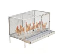 Chicken Coops Outdoor with Egg Collection Tray Heavy Duty Metal Poultry Cage Spacious Raised Duck House Feeding Door and Ventilated Base for Garden Backyard(Silver,101x56x72cm)
