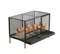 Chicken Coops Outdoor with Egg Collection Tray Heavy Duty Metal Poultry Cage Spacious Raised Duck House Feeding Door and Ventilated Base for Garden Backyard(Black,101x56x72cm)