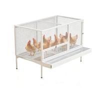 Chicken Coops Outdoor with Egg Collection Tray Heavy Duty Metal Poultry Cage Spacious Raised Duck House Feeding Door and Ventilated Base for Garden Backyard(White,101x56x72cm)