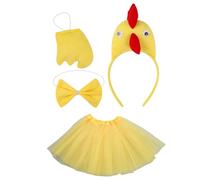 Chicken Costume Set - Dress Headband Bowtie Outfit, Fun Animal Cosplay Apparel, Soft Comfortable Party Wear, Cute Farmyard Theme Accessory, Durable Seasonal Event Design | Perfect Christmas Birthday H