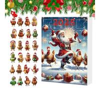 Chicken - Countdown Calendar Set, Colorful 2D Pendants, Light Festive Charms, Exhibition Pieces | Perfect Animal Ornaments Pack for Tree, Miro
