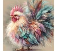 Chicken Counted Cross Stitch Kits for Adults, Colorful Rooster Stamped Cross Stitch Kits for Beginners, Needlepoint Cross-Stitch Patterns Embroidery Kits Arts and Crafts for Home Decor 14×14Inch