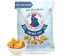 Chicken Crackling Sea Salt, Double Cooked Chicken Skin Crisps, High Protein Low Carb Keto Snack, No Seed Oils, Gluten Free Pork Scratchings Alternative, 10x40g