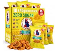 Chicken Crackling Sea Salt Zero Sugar, Double Cooked Chicken Skin Crisps, High Protein Low Carb Keto Snack, No Seed Oils, Gluten Free Pork Scratchings Alternative, 10x40g