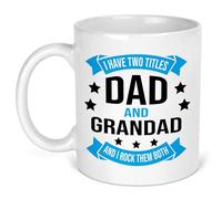 Chicken Craft Dad and Grandad Mug - Funny Fathers Day Gift - I Have Two Titles and Rock Them Both - Birthday Present for Grandpa - 11oz Ceramic Coffee Cup