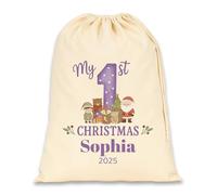 Chicken Craft Personalised Baby's First Christmas Santa Sack with Custom Name - My 1st Xmas Keepsake Gift for Boys or Girls (Purple, Extra Large)