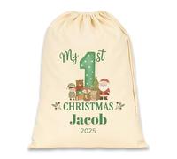 Chicken Craft Personalised Baby's First Christmas Santa Sack with Custom Name - My 1st Xmas Keepsake Gift for Boys or Girls (Green, Extra Large)