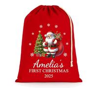 Chicken Craft Personalised Baby's First Christmas Santa Sack with Custom Name - Red - My 1st Xmas Keepsake Gift for Boys or Girls (Santa, Medium)