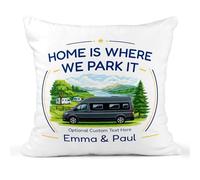 Chicken Craft Personalised Campervan Cushion - Panel Van Landscape | 40 cm x 40 cm; pad included; soft plush polyester; hidden zip