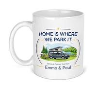 Chicken Craft Personalised Campervan Mug with Name - Panel Van Home is Where We Park It Camping Gift for Him and Her
