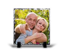 Chicken Craft Personalised Custom Printed Photo Rock Slate - Glossy Square, Personalised Photo Gift - 15cm x 15cm - with Stand