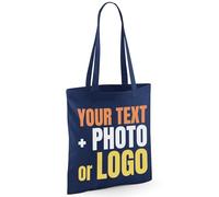 Chicken Craft Personalised Custom Printed Tote Bag with Your Text, Photo or Logo - Choice of Font's & Colours (Navy)