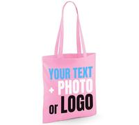 Chicken Craft Personalised Custom Printed Tote Bag with Your Text, Photo or Logo - Choice of Font's & Colours (Baby Pink)