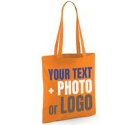 Chicken Craft Personalised Custom Printed Tote Bag with Your Text, Photo or Logo - Choice of Font's & Colours (Orange)