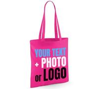 Chicken Craft Personalised Custom Printed Tote Bag with Your Text, Photo or Logo - Choice of Font's & Colours (Bright Pink)