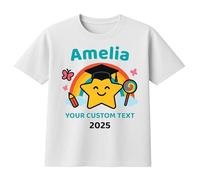 Chicken Craft Personalised Nursery Graduation Day T-Shirt - Custom Name Star Design for Boys & Girls - Preschool Leavers Gift - Last Day Keepsake (UK, Age, 3 Years, 4 Years, Regular, White)