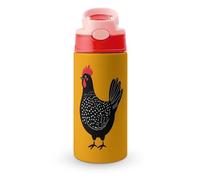 Chicken Cute Water Bottle with Straw Lid Stainless Steel Drink Tumbler Insulated Flip Top Cups 350ml
