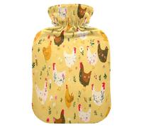 Chicken Daisy Flowers Hot Cold Water Bottle with Fleece Cover PVC Hot Water Bag 1 Liter