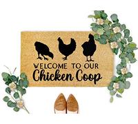 Chicken Door Mat,Welcome to Our Chicken Coop Welcome Mat,Chicken Decoration,Front Door Mat,Chicken Coop Door Mat,Housewarming Decor Gift 30x18 Inch Home Decor Doormat