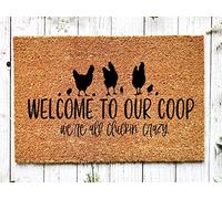 Chicken Doormat,Welcome to Our Coop Doormat,Chicken Decor,Chicken Door Mat,We're All Cluckin Crazy,Funny Doormat,Farm Decor 24x16 Inch, Picture14